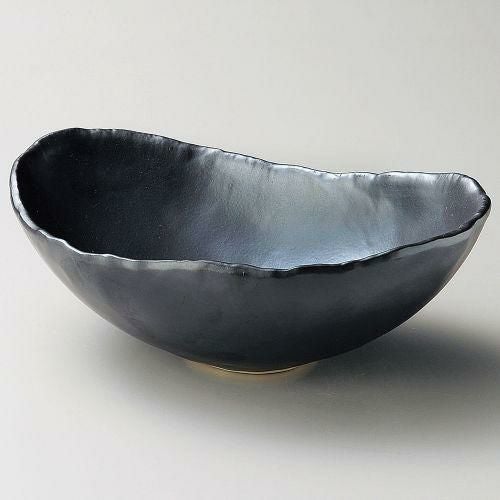 黒マット変形鉢 21.7×15.5×7.3cm 259-139