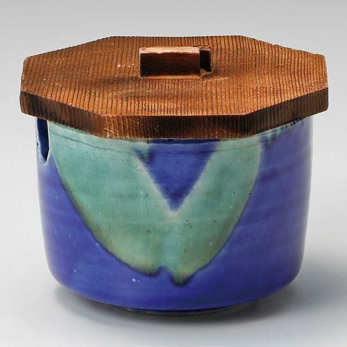 青釉オリベソース入(木ブタ付) φ10.5×7.8cm(380cc) 288-039