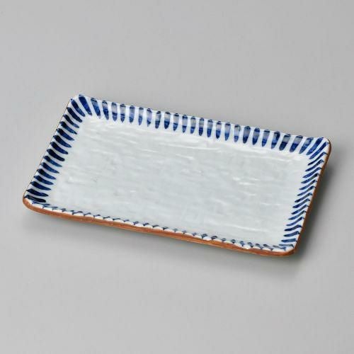 藍十草8.0長角皿(浜付き) 21.9×14.3×2.3cm 148-189