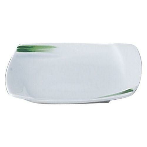 JAPAN・OBIグリーン角取皿 14.5×14.5×2cm 522-519