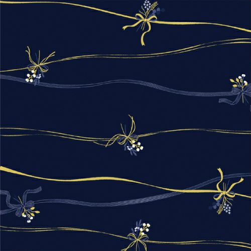 包装紙10枚ロール リボンブーケ紺 半才判 1本10枚巻 縦528mm×横750mm /小物送料対象商品