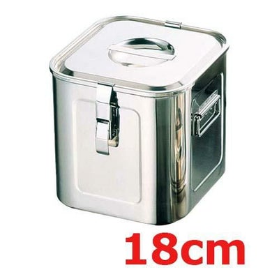 UK 18-8 パッキンフック付 角型キッチンポット 18cm 手無
