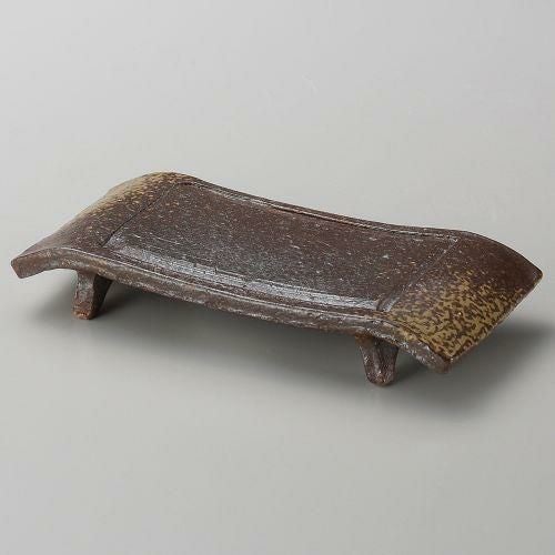 手造り備前風弓型7.0長角皿 21×10.3×3.5cm 142-089