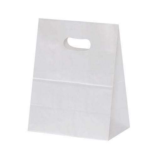 持ち手穴付紙袋 イーグリップ M 白無地 XZK52001 (50枚入)