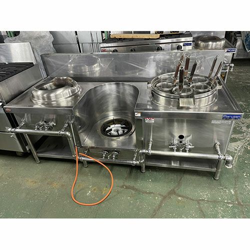 中古】中華レンジ/イタメ・スープ・ゆで麺/3口レンジ マルゼン MRS 