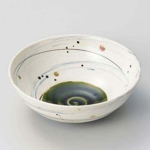 織部粉引乱線盛鉢 φ19.3×6.8cm 256-149