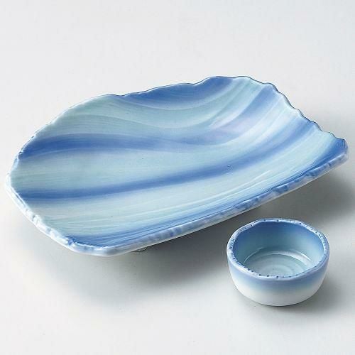 青地流水彫7.0皿 22×6.3×3.7cm 027-339