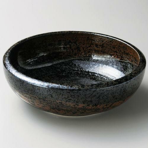 黒釉白刷毛8.0ボール φ23.5×8cm 258-039