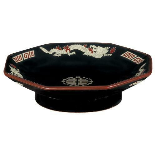 天目金彩竜八角高台皿 18.5×4.5cm 589-079