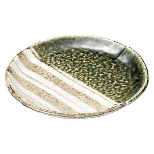 織部ストライプ9.0丸皿 φ28.5×2.4cm 436-199