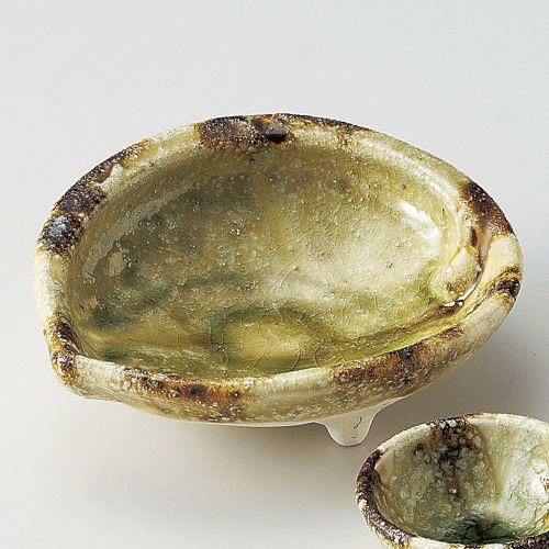 灰釉アワビ向付 16.2×13.5×5.7cm 026-139
