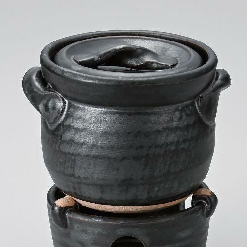 黒釉ご飯釜(1合炊) 15×φ12×11cm(身10cm) 385-139