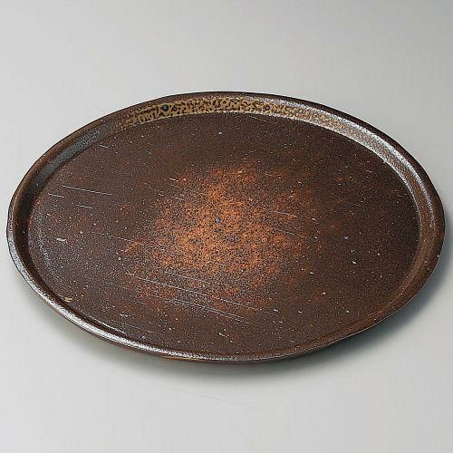 手造り備前灰吹尺一皿 φ35×2.5cm 169-219