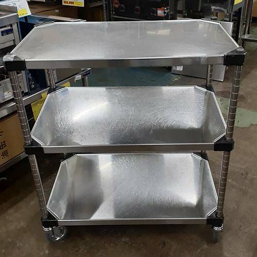 中古】作業台 キャスター付き カート3段仕様 BGなし 幅760×奥行460×高