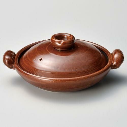 アメ釉(手造り)すっぽん鍋9号 35×28×12.5cm(800cc)(身6cm) 388-069