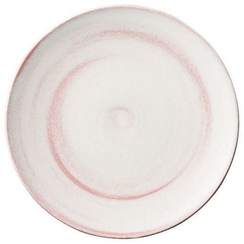 粉引やわらかい赤24.5cmプレート φ24.5×2.8cm 465-049