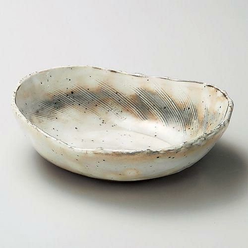 粉引櫛目楕円鉢 21×17×5.5cm 256-099