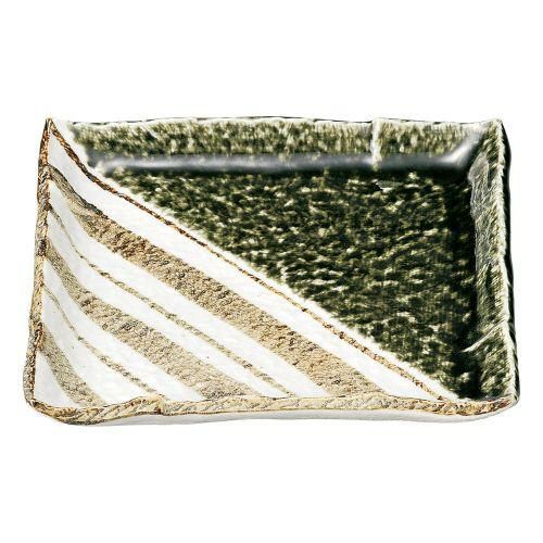 織部ストライプ正角8.0皿 21.6×21.6×2.5cm 436-079