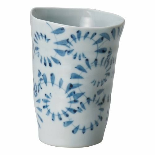 手造り唐草フリーカップ青 φ9×11.7cm(約340cc) 265-049