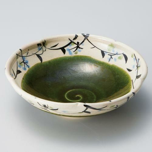 織部草花輪花5.0鉢 φ17.2×5.1cm 043-209