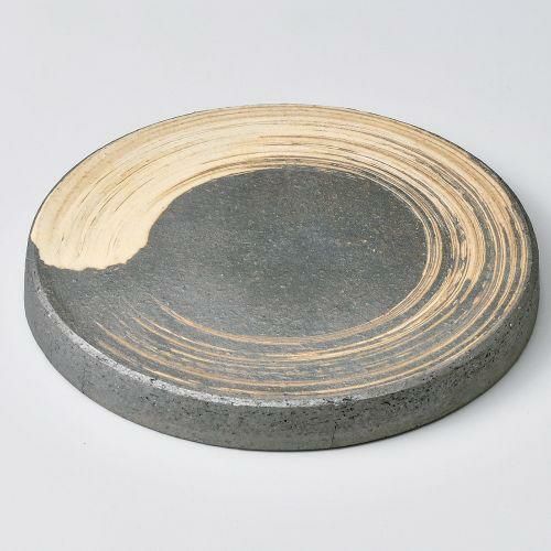 黒窯変刷毛目皿 φ22×2.5cm 208-019