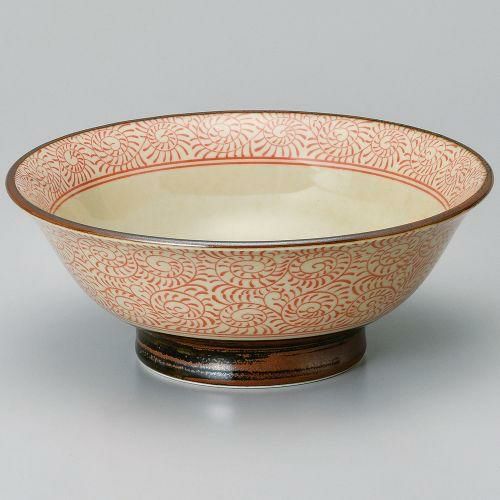 赤たこ唐草さび巻7.0反高台丼 φ21.5×8.3cm 603-079
