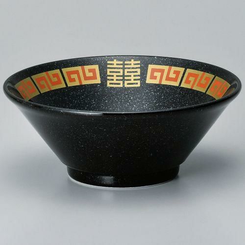 赤金雷門新切立21cm丼(黒) φ20.5×8.3cm 605-179