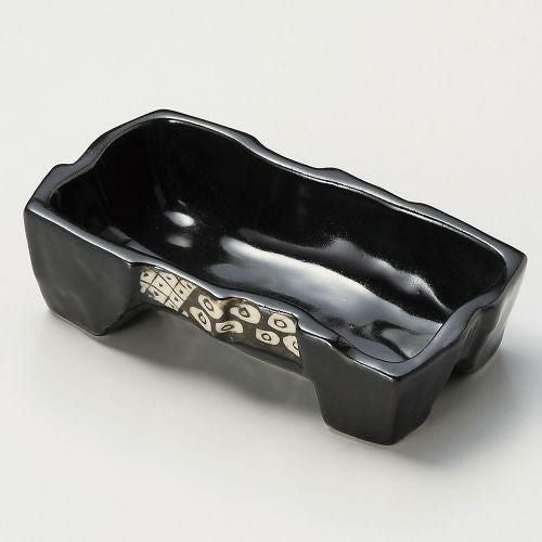 黒織部長角小鉢 16×8.3×4cm 043-189