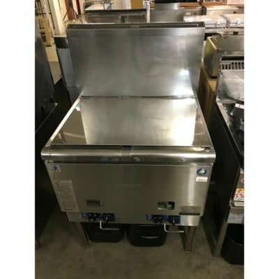 中古】二槽式ガスフライヤー 北沢産業 KFE-62H-T 幅690×奥行600×高さ 