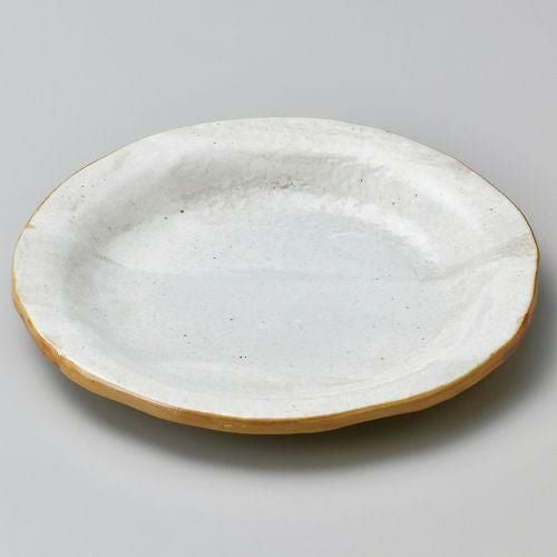 白油滴刷毛7.5反り丸皿 φ23.5×2.7cm 206-199