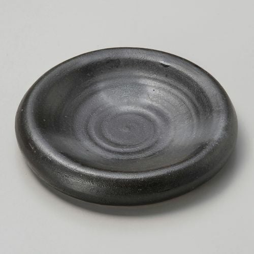 黒オリベ鉄吹丸たわみ鉢 19.5×3.5cm 037-179