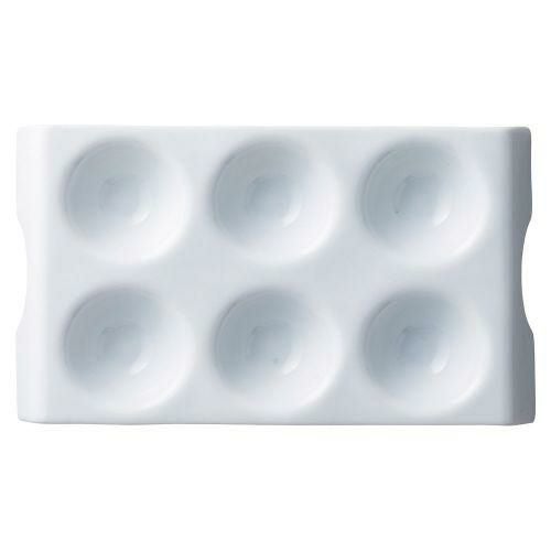 白磁ディンプル6プレート 27.5×16×3cm 473-029