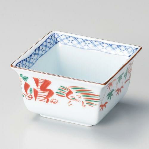 赤絵花鳥角小鉢 φ9.5×9.5×5.4cm 062-139