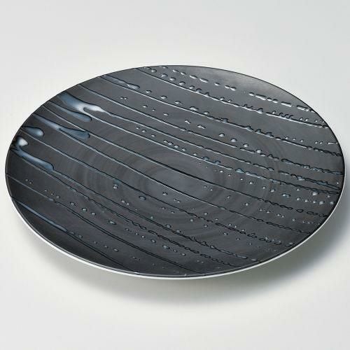 黒マット波吹24.5cm皿 φ24.5×2.4cm 175-029