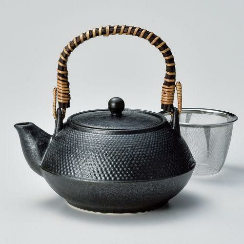 あられ土瓶鉄黒 17.1×14.7×9.5cm(800cc) 374-079