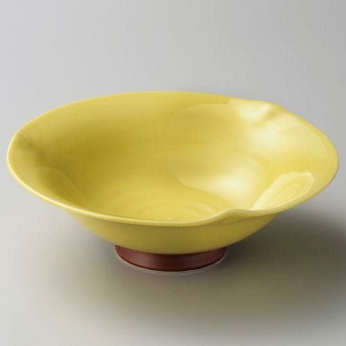 黄釉高台三ツ押7.0鉢 20.4×6.8cm 261-289