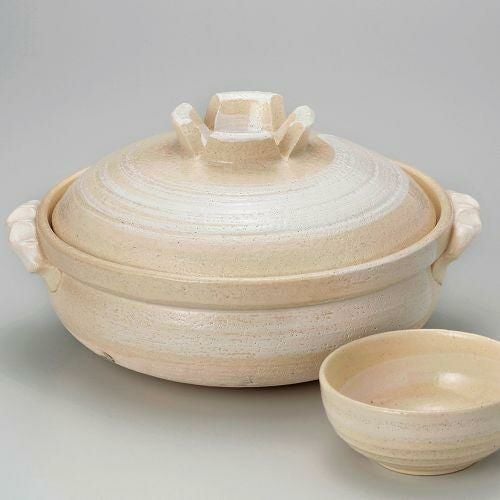 白刷毛目6号深鍋 22×φ18.5×10.5cm(800cc)(身7cm) 382-249