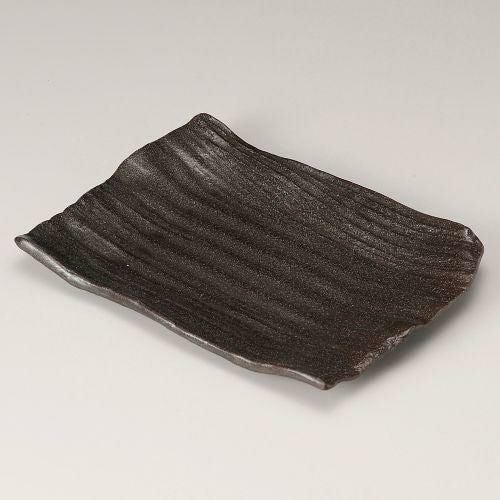 黒いぶし10号角皿 32×23.5×3cm 234-259