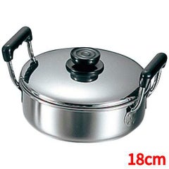 ソースポット 浅型 両手 18cm 18-0 MA