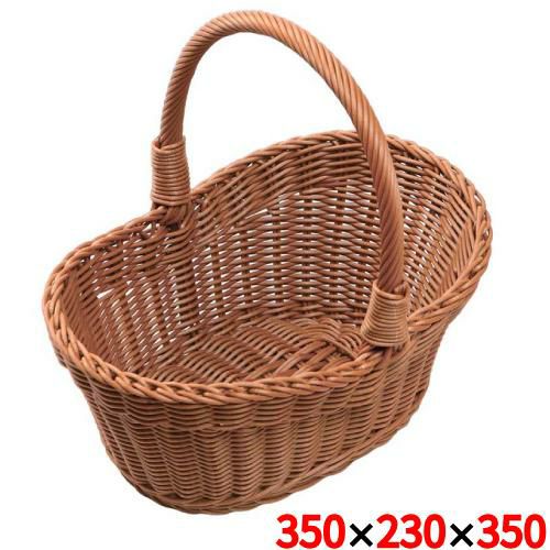 PPラタン 小判型ピクニックバスケット 大 ブラウン PB-460-BR