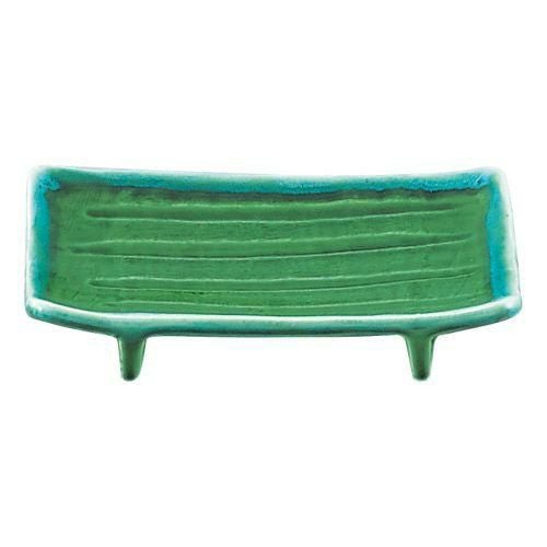 流水織部まな板焼物皿 21.5×15×3.5cm 148-249