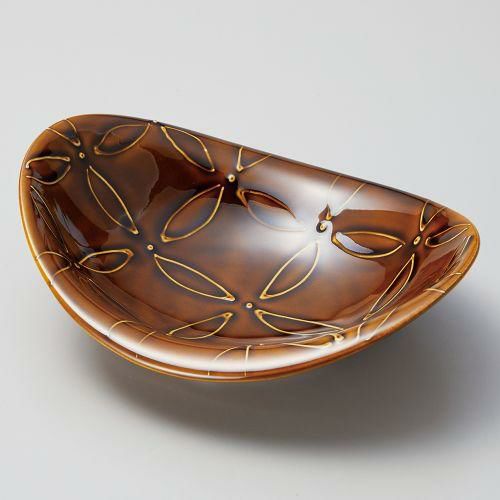 アメ釉一珍楕円向付 20.4×16.4×5.6cm 038-179