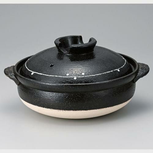 黒釉ライン7号深鍋 φ21.5×25×13.5cm(1200cc)(身8cm) 382-419