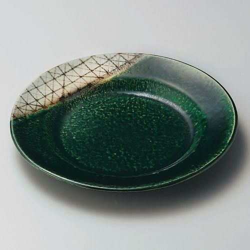 サビ織部格子7.0和皿 φ19.7×2cm 202-089