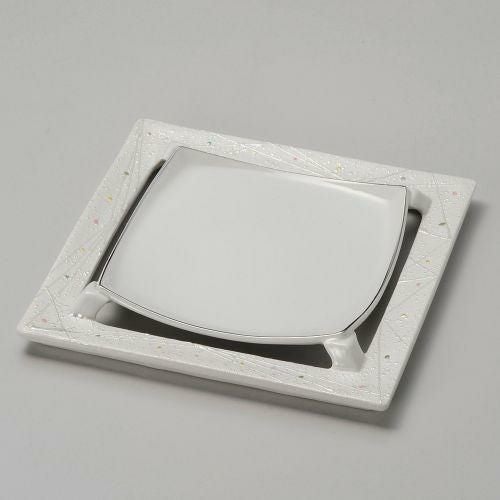 点紋ラスター正角向付 20.3×20.3×2.5cm 033-069