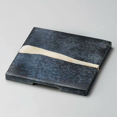 黒窯変一文字6.3角皿 19×19×1.5cm 188-059