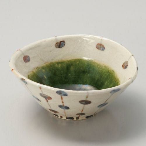 手描きすだれ織部たわみ小鉢 13.5×12.3×5.8cm 064-089