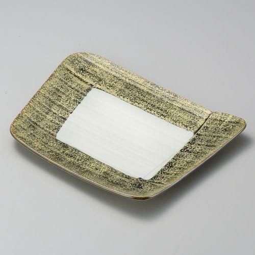 織部金タタキ変形大皿 30.2×24×2.7cm 166-049