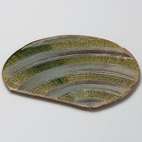 オリベくし目半月9寸プレート 28×25×1.5cm 173-049