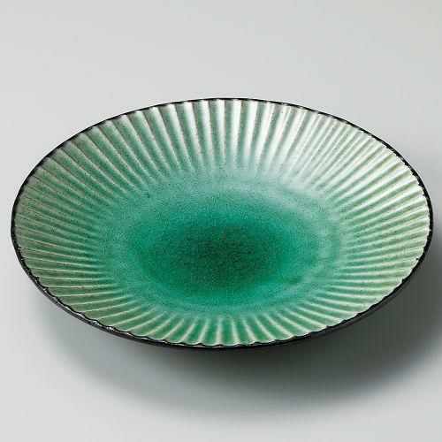 黒土化粧しのぎ7.0皿(グリーン) φ22×3.5cm 206-119